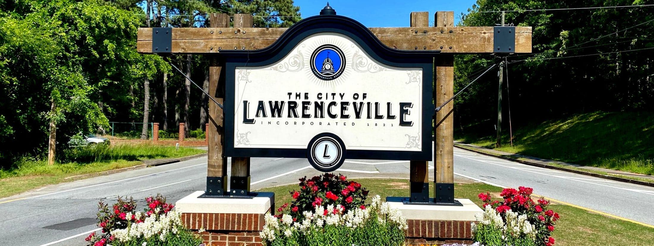 Street and businesses in Lawrenceville, Georgia — property restoration context