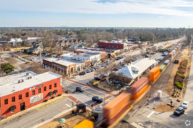 Street and businesses in Norcross, Georgia — property restoration context
