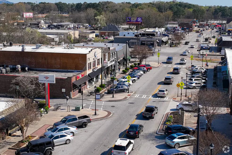 Street and businesses in Tucker, Georgia — property restoration context